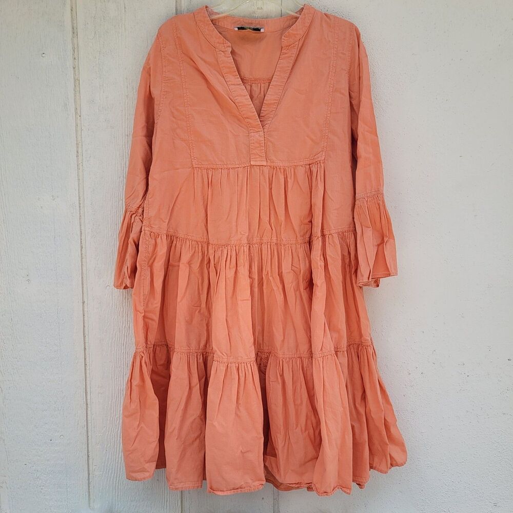 Devotion twins Ella tiered bell sleeve peach tunic dress sz XS